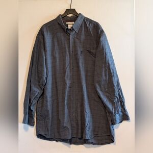 Columbia 3XT Tall Men’s Button Down Shirt Gray Plaid 100% Cotton Plus Casual